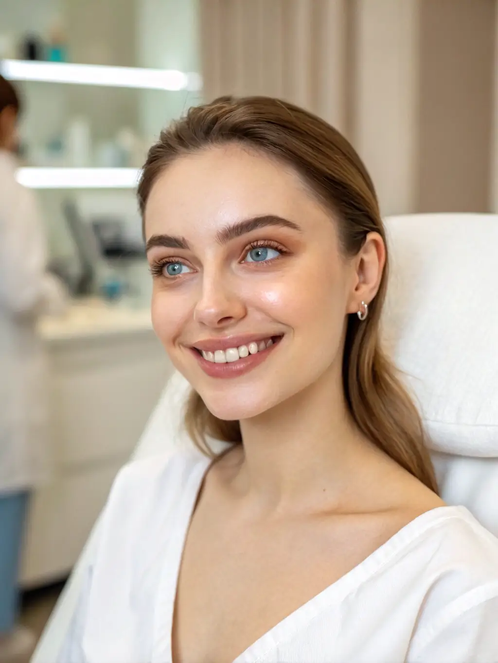 An image of a patient with before and after eyelid surgery, highlighting the natural and subtle outcome of the procedure.